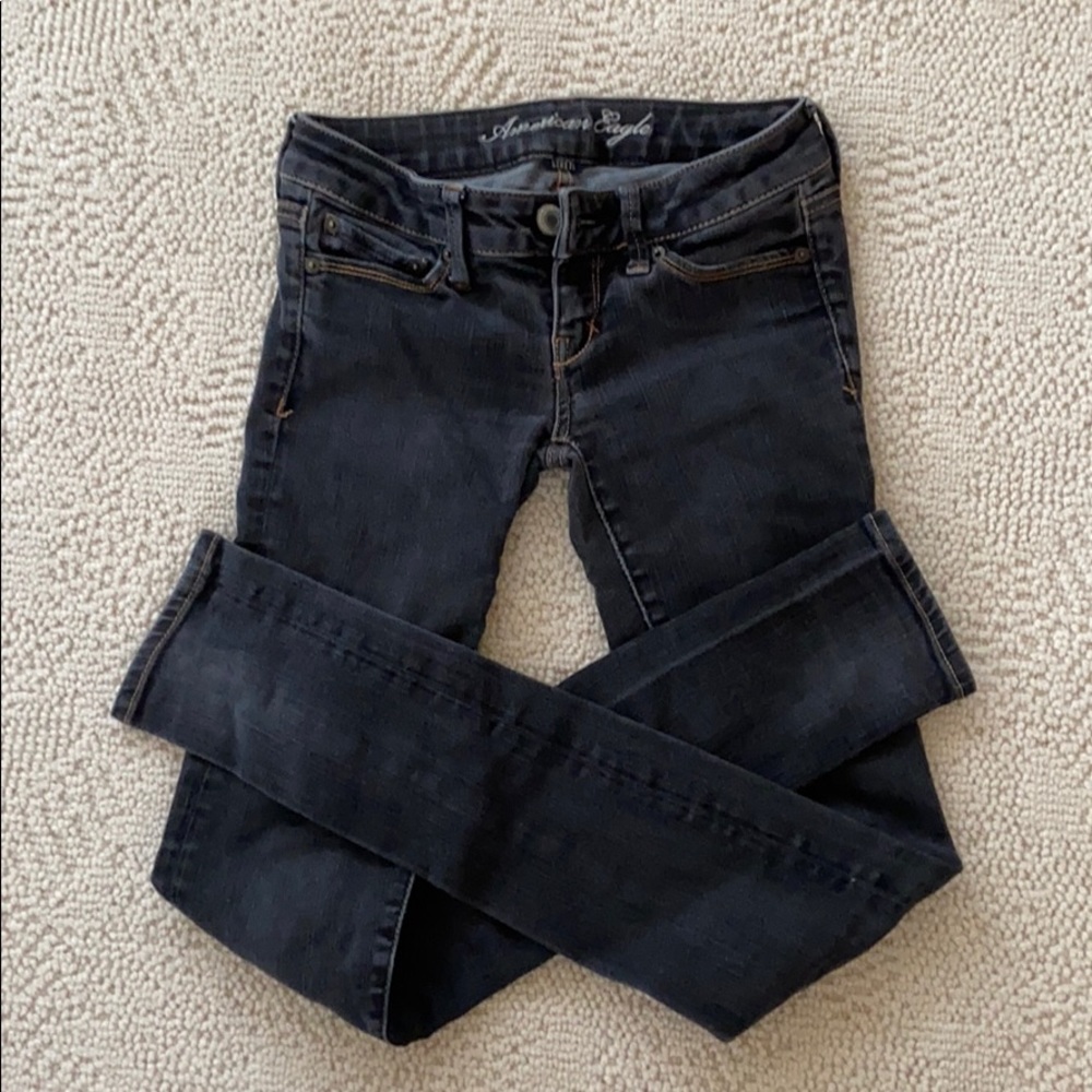 American Eagle super skinny black jeans, size 0